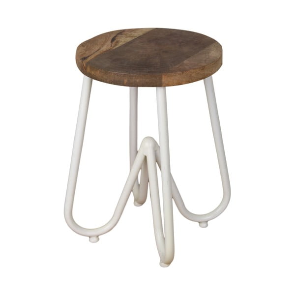 Odkladací stolík s doskou z mangového dreva s bielou podnožou HSM Collection, ⌀ 38 cm
