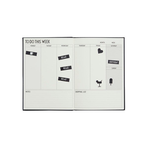 Čierny týždenný plánovač Design Letters Plans-image-1