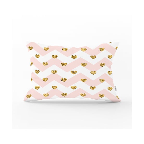 Dekoratívna obliečka na vankúš Minimalist Cushion Covers Gold Hearts, 35 x 55 cm