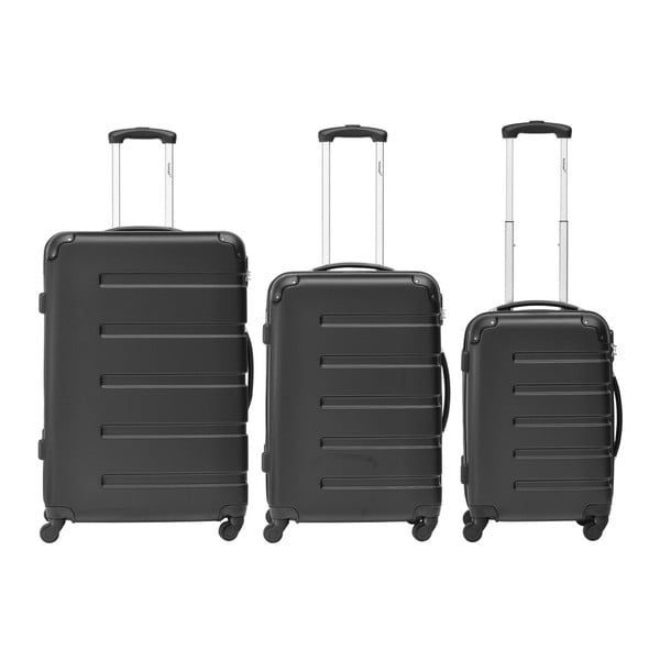 Sada 3 čiernych cestovných kufrov Packenger