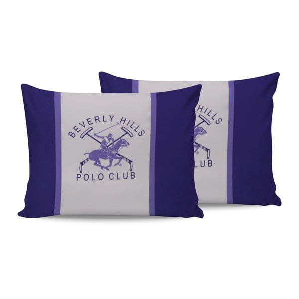 Sada 2 bavlnených obliečok na vankúše Polo Club Purple, 50 × 70 cm