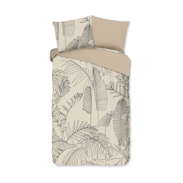 Béžové bavlnené obliečky na jednolôžko/predĺžené 140x220 cm Sym – Good Morning