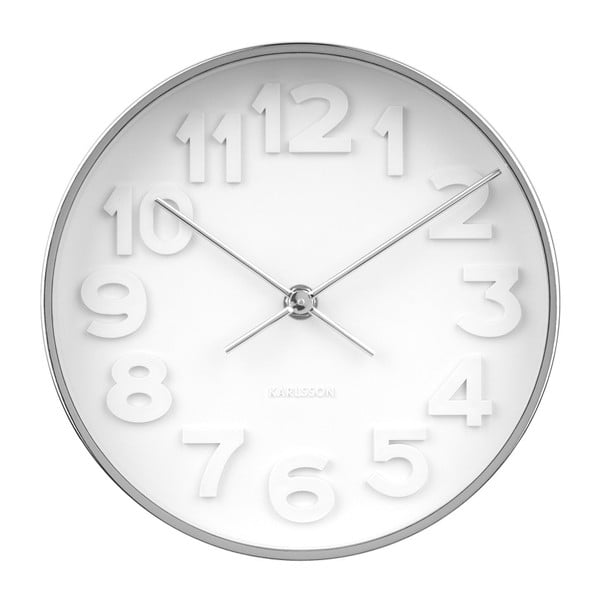 Nástenné hodiny s detailmi v striebornej farbe Karlsson Stout, ⌀ 22 cm