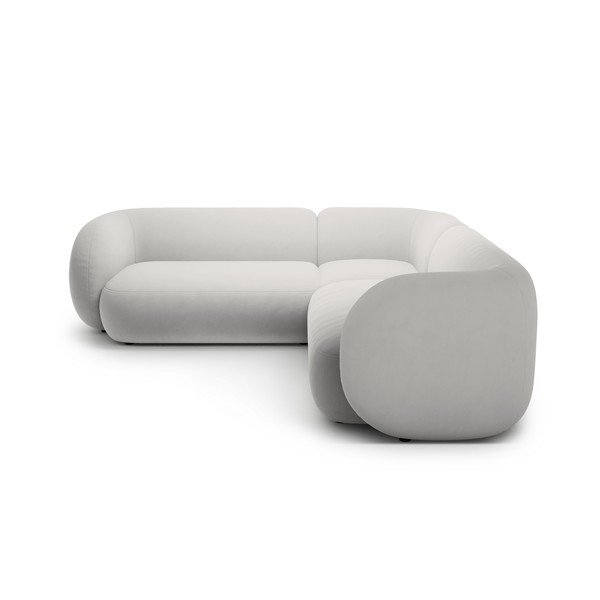 Svetlosivá zamatová rohová pohovka Kate – Micadoni -image-1