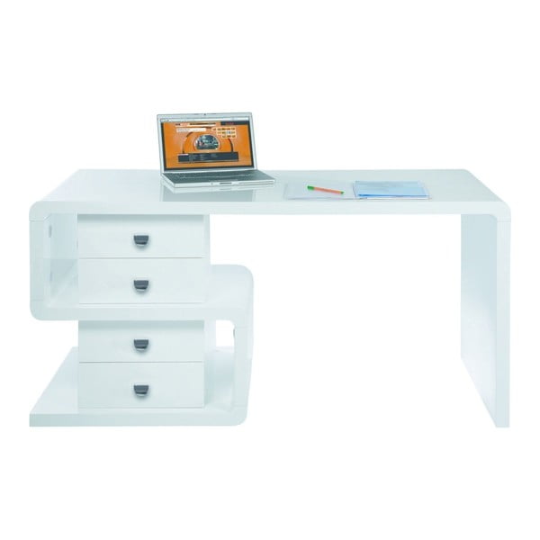 Biely pracovný stôl so 4 zásuvkami Kare Design Snake, dĺžka 150 cm
