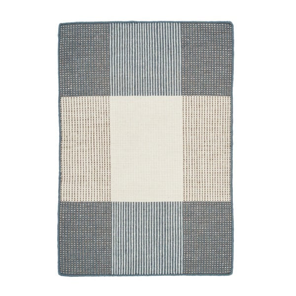 Béžovo-modrý ručne tkaný vlnený koberec Linie Design Bologna, 50 × 80 cm