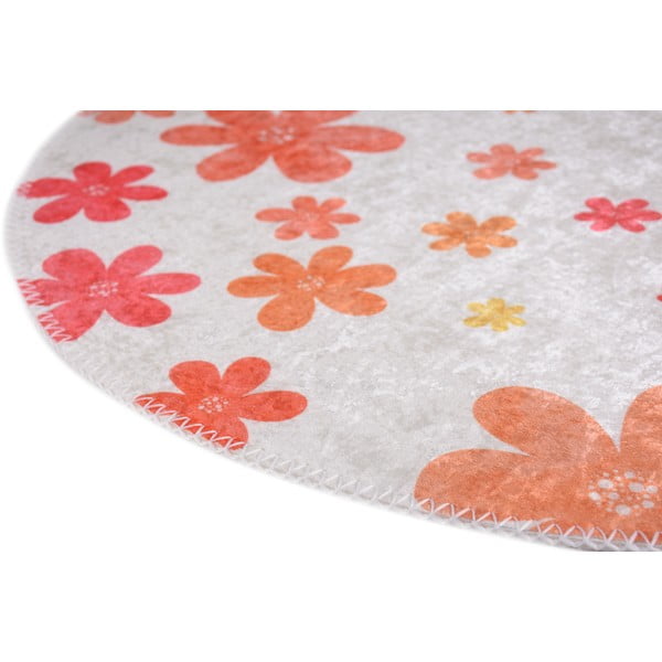 Oranžový/slonovinový prateľný detský koberec ø120 cm Fall Flowers – Vitaus-image-2