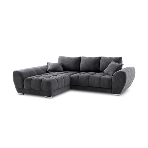 Tmavosivá rozkladacia rohová pohovka so zamatovým poťahom Windsor & Co Sofas Nuage, ľavý roh-image-2