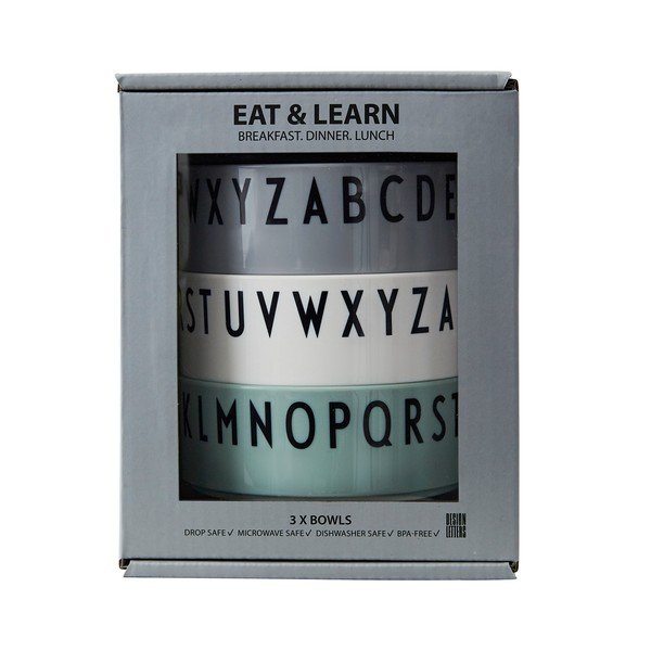 Súprava 3 detských misiek Design Letters Breakfast. Dinner. Lunch.-image-2