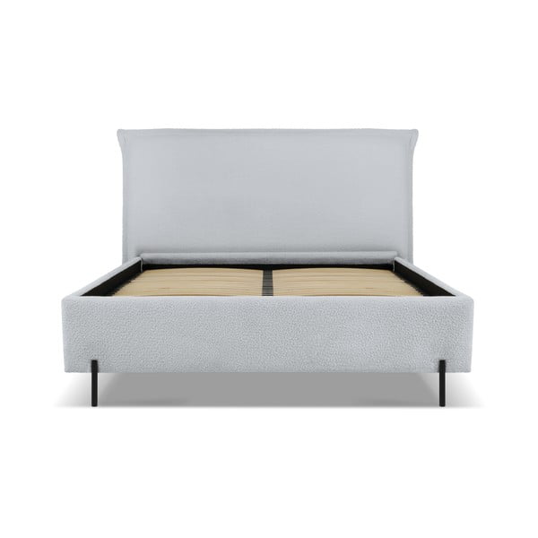 Sivá čalúnená dvojlôžková posteľ s úložným priestorom a roštom 180x200 cm Armie – Milo Casa-image-2