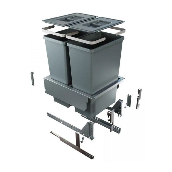 Sivý vstavaný plastový odpadkový kôš 35 l Block 2.0 – Elletipi-image-2