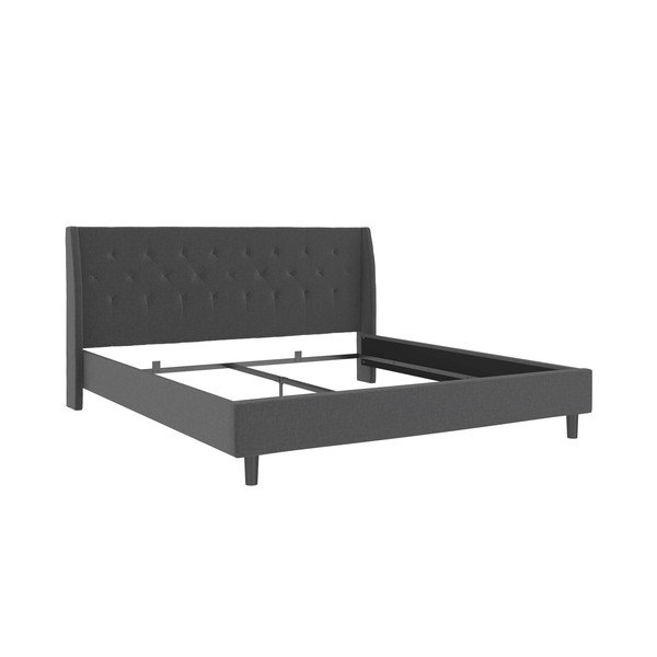 Tmavosivá čalúnená dvojlôžková posteľ 180x200 cm Her Majesty – Støraa