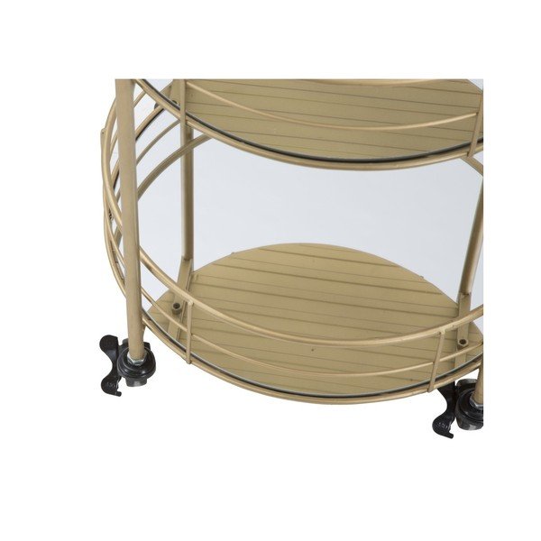 Servírovací vozík s 3 poschodiami s konštrukciou v zlatej farbe Mauro Ferretti Rondo-image-4