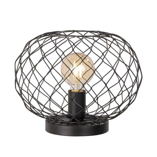Čierna stolová lampa s kovovým tienidlom (výška  23 cm) Justin – Fischer & Honsel