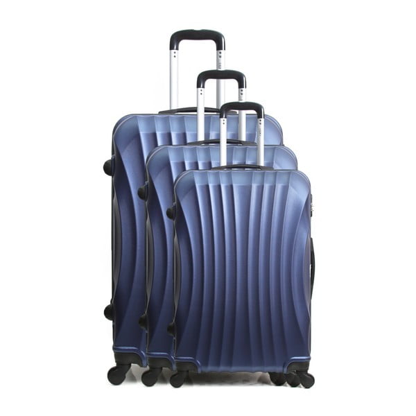 Sada 3 modrých cestovných kufrov na kolieskach Hero Jackson