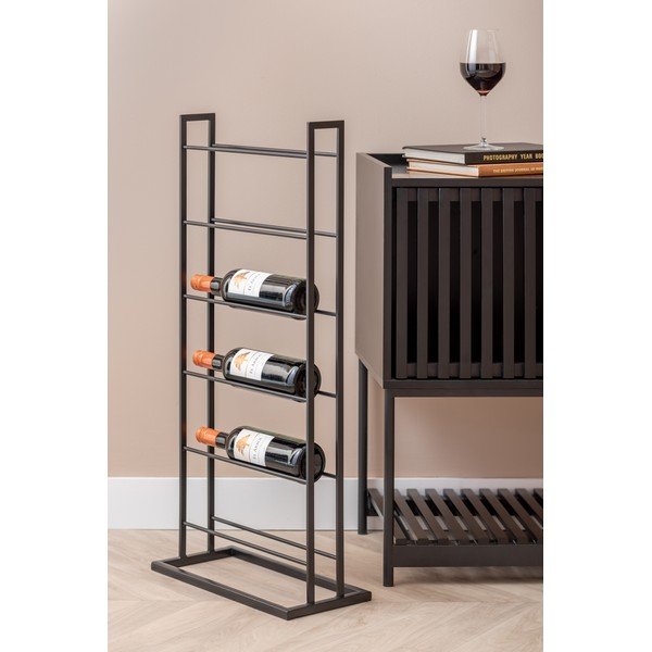 Čierny kovový regál na víno počet fliaš 5 38x84,5x20 cm Single Floor – PT LIVING-image-1