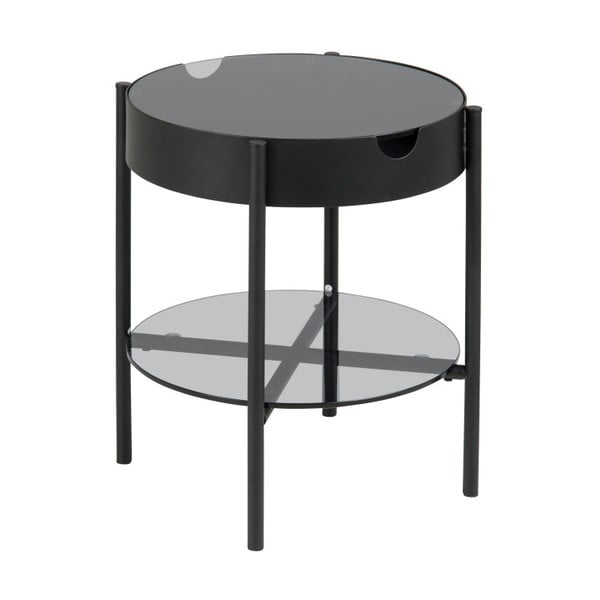 Čierny odkladací stolík s úložným priestorom Actona Tipton, ⌀ 45 cm