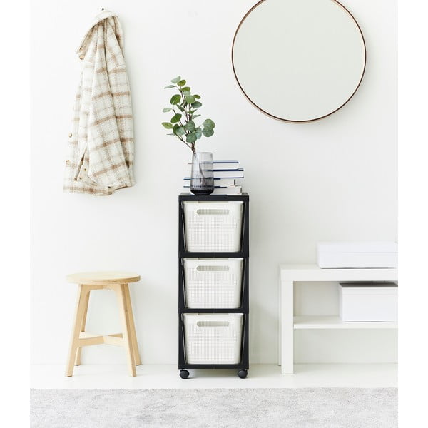 Bielo-čierny plastový pojazdný regál 30x77 cm Brisen - Rotho-image-3