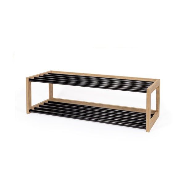 Čierna/prírodná kovová polica na topánky – Woodman-image-2