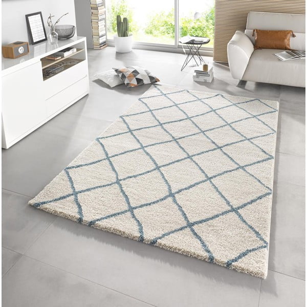 Biely koberec Mint Rugs Grid, 80 x 150 cm-image-1
