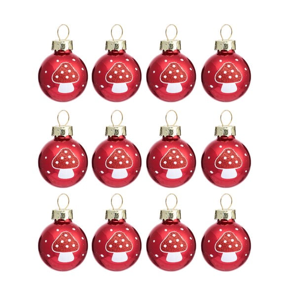 Sklenené vianočné ozdoby v súprave 12 ks Mushroom Mini – Sass & Belle