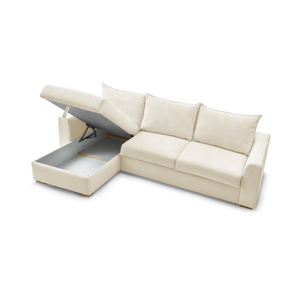 Krémová menčestrová rozkladacia rohová pohovka (variabilná) Augustin – Bobochic Paris-image-4