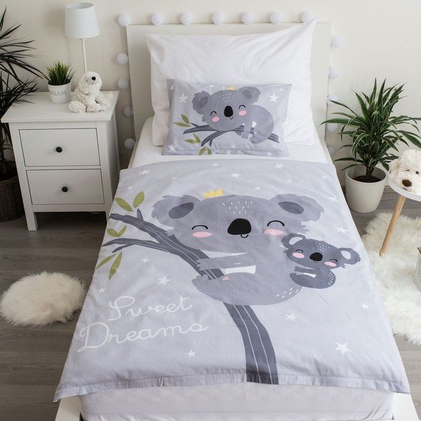 Sivá bavlnená detská obliečka do postieľky 100x135 cm Koala "Sweet Dreams" – Jerry Fabrics-image-1