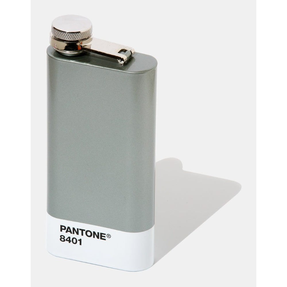 Ploská fľaša v striebornej farbe Pantone, 150 ml