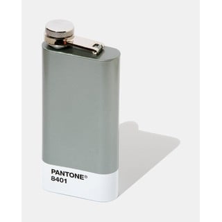 Ploská fľaša v striebornej farbe Pantone, 150 ml