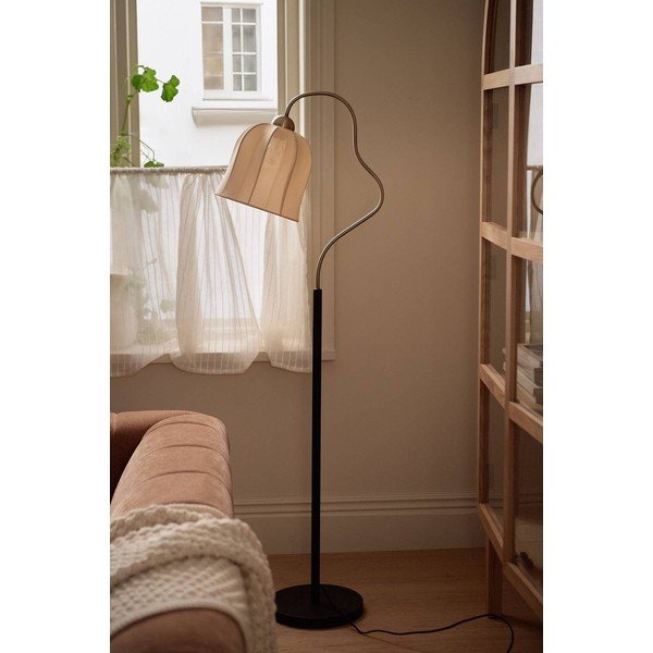 Biela/čierna látková stojacia lampa (výška  150 cm) Bell – Ellos Home-image-2