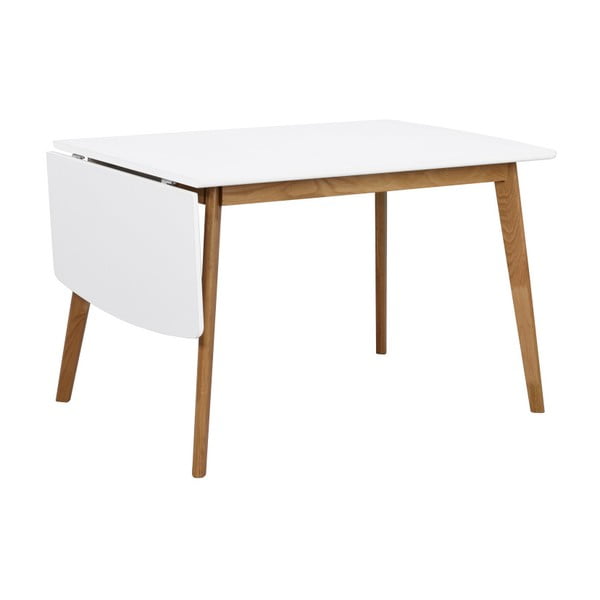 Jedálenský stôl s nohami z dubového dreva so sklápacou doskou Rowico Olivia, dĺžka 120 + 40 cm