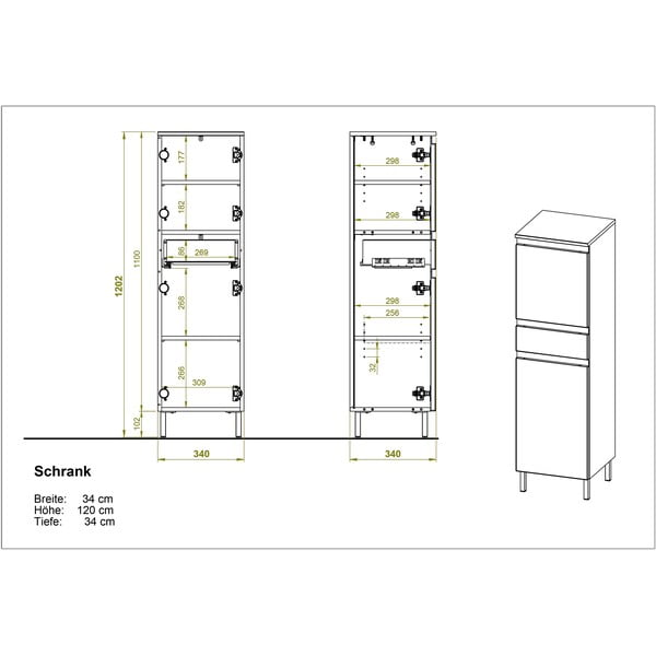 Biela vysoká kúpeľňová skrinka v dekore duba 34x120 cm Torrance - Germania-image-3