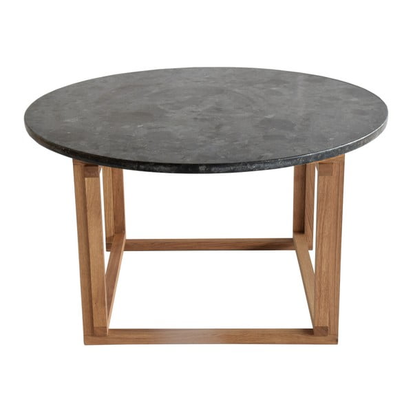 Čierny žulový konferenčný stolík s podnožou z dubového dreva RGE Accent, ⌀ 85 cm