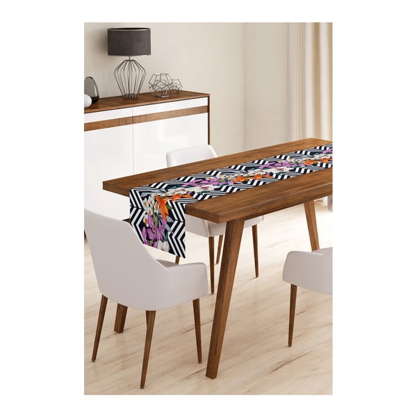 Behúň na stôl z mikrovlákna Minimalist Cushion Covers Flower Stripes, 45 × 145 cm