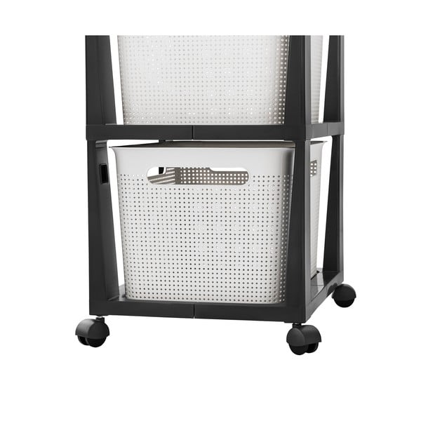 Bielo-čierny plastový pojazdný regál 30x77 cm Brisen - Rotho-image-2