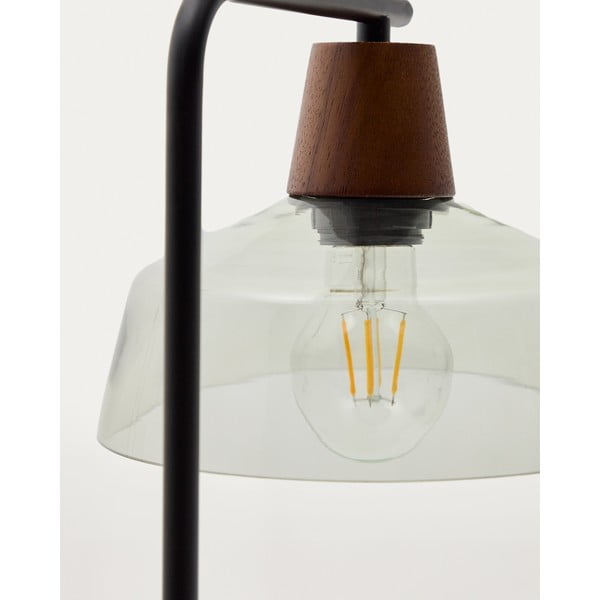 Zelená/v tmavoprírodnej farbe stolová lampa so skleneným tienidlom (výška 55 cm) Silex – Kave Home-image-2