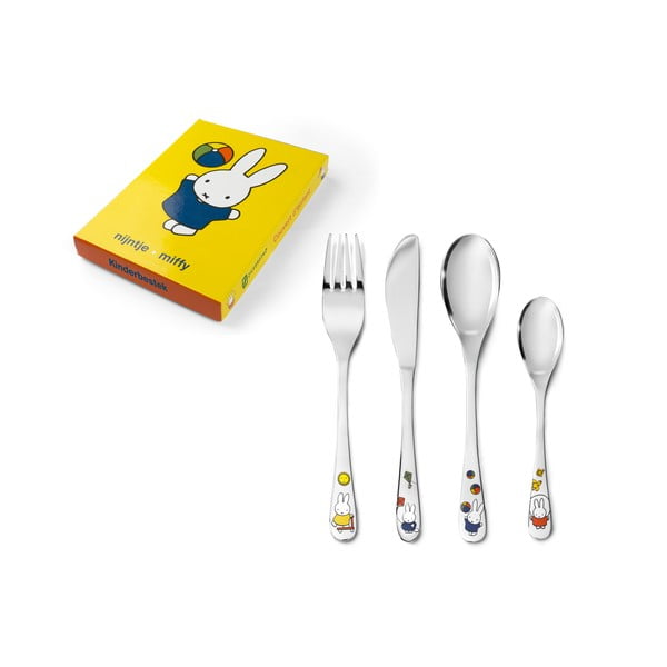 Antikoro detský príbor v striebornej farbe 4 ks Miffy – Zilverstad-image-4