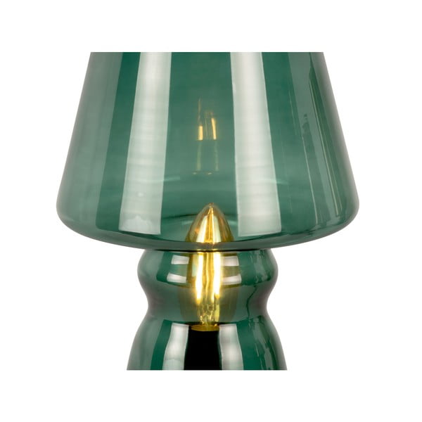 Tmavozelená sklenená stolová lampa Leitmotiv Glass, výška 25 cm-image-4