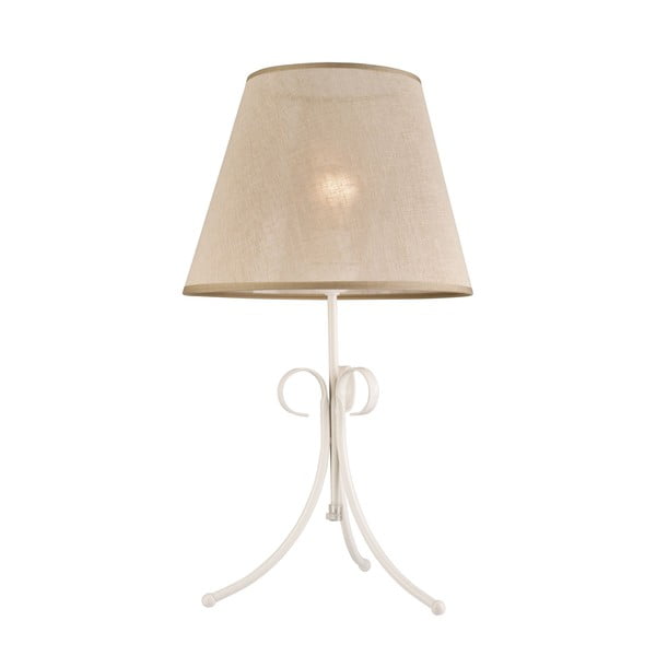 Biela stolová lampa s textilným tienidlom (výška  55 cm) Lorenzo – LAMKUR