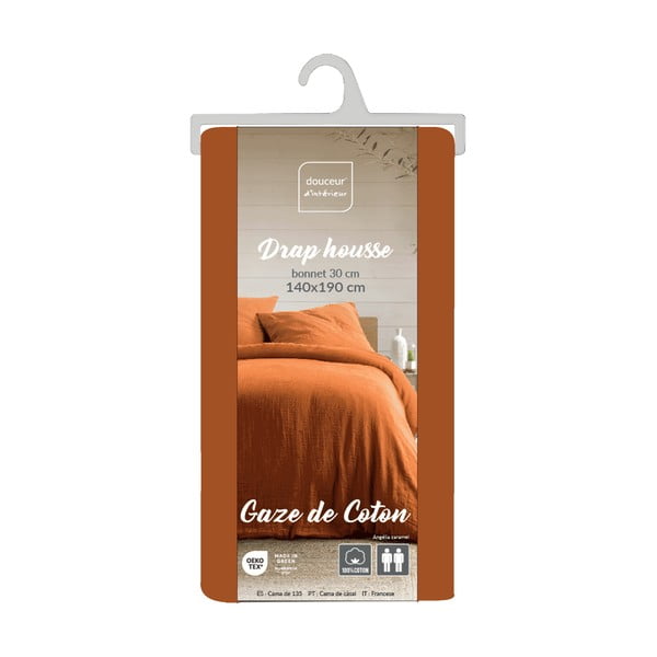 Oranžová/hnedá mušelínová plachta 140x190 cm Angelia – douceur d'intérieur-image-3