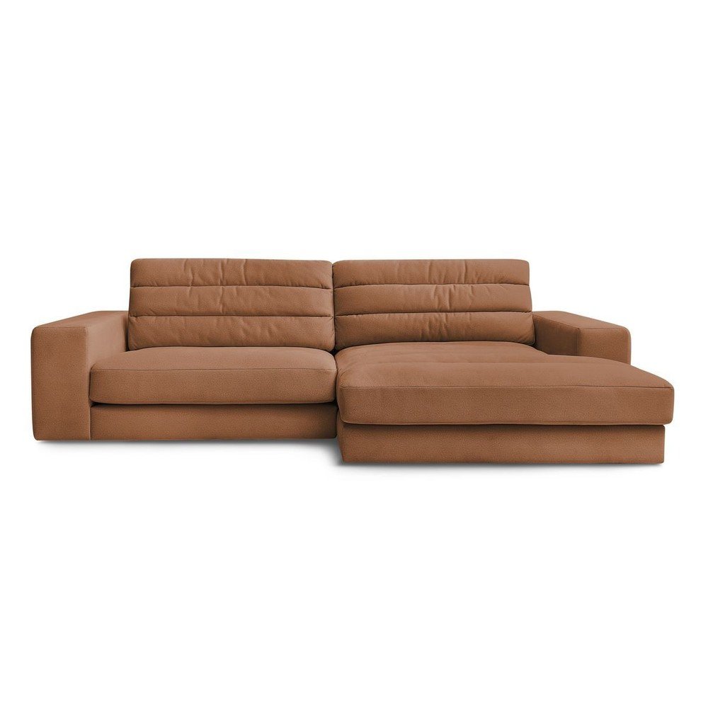 Oranžová zamatová rohová pohovka (pravý roh/s leňoškou) Sierra – Bobochic Paris