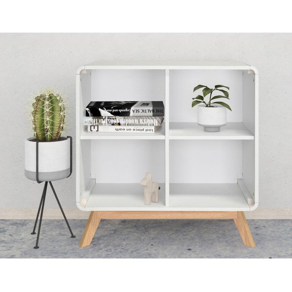 Biela knižnica 75x75 cm Caitlin – Støraa-image-1