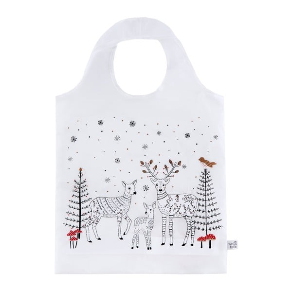 Biela nákupná taška s vianočným motívom Sass & Belle Winter Forest
