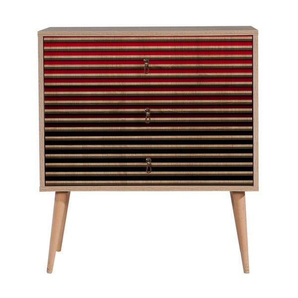 Komoda s 3 zásuvkami Trio Red Classic, 80 × 90 cm
