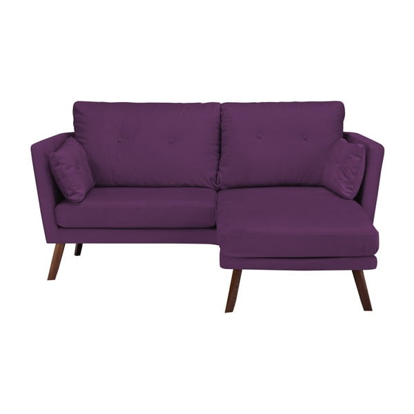 Tmavofialová trojmiestna pohovka Mazzini Sofas Elena, s leňoškou na pravom rohu-image-2