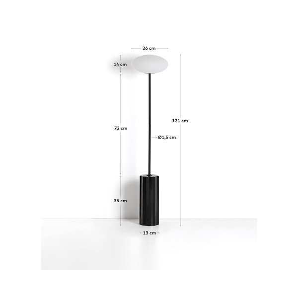 Biela/čierna stojacia lampa so skleneným tienidlom (výška  120 cm) Idela – Kave Home-image-3