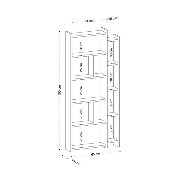 Knižnica v dekore duba v prírodnej farbe 65x150 cm Momo – Kalune Design-image-3