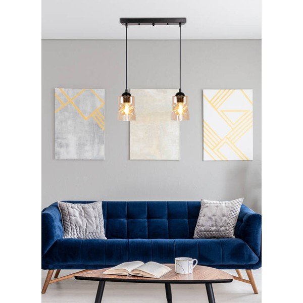 Čierne závesné svietidlo so skleneným tienidlom 10x44 cm Felis - Candellux Lighting-image-1