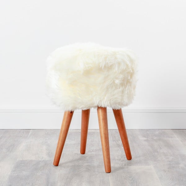 Stolička s bielym sedadlom z ovčej kožušiny Native Natural, ⌀ 30 cm-image-2