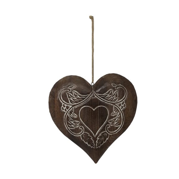 Závesná drevená dekorácia v tvare srdca Antic Line Wooden Heart